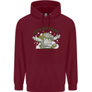 Lets Get Fungi Funky Magic Mushrooms Mens 80% Cotton Hoodie Maroon