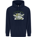 Lets Get Fungi Funky Magic Mushrooms Mens 80% Cotton Hoodie Navy Blue