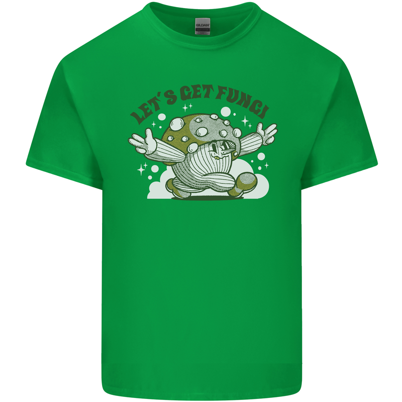 Lets Get Fungi Funky Magic Mushrooms Mens Cotton T-Shirt Tee Top Irish Green