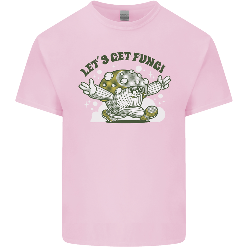 Lets Get Fungi Funky Magic Mushrooms Mens Cotton T-Shirt Tee Top Light Pink