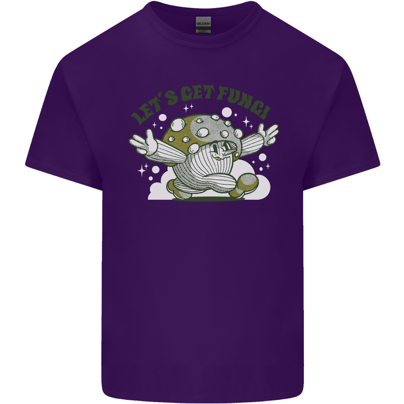 Lets Get Fungi Funky Magic Mushrooms Mens Cotton T-Shirt Tee Top Purple