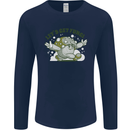 Lets Get Fungi Funky Magic Mushrooms Mens Long Sleeve T-Shirt Navy Blue