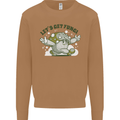 Lets Get Fungi Funky Magic Mushrooms Mens Sweatshirt Jumper Caramel Latte