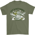 Lets Get Fungi Funky Magic Mushrooms Mens T-Shirt 100% Cotton Military Green