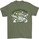 Lets Get Fungi Funky Magic Mushrooms Mens T-Shirt 100% Cotton Military Green