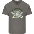 Lets Get Fungi Funky Magic Mushrooms Mens V-Neck Cotton T-Shirt Charcoal
