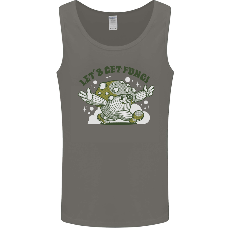 Lets Get Fungi Funky Magic Mushrooms Mens Vest Tank Top Charcoal