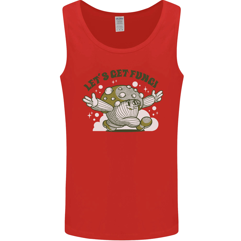Lets Get Fungi Funky Magic Mushrooms Mens Vest Tank Top Red