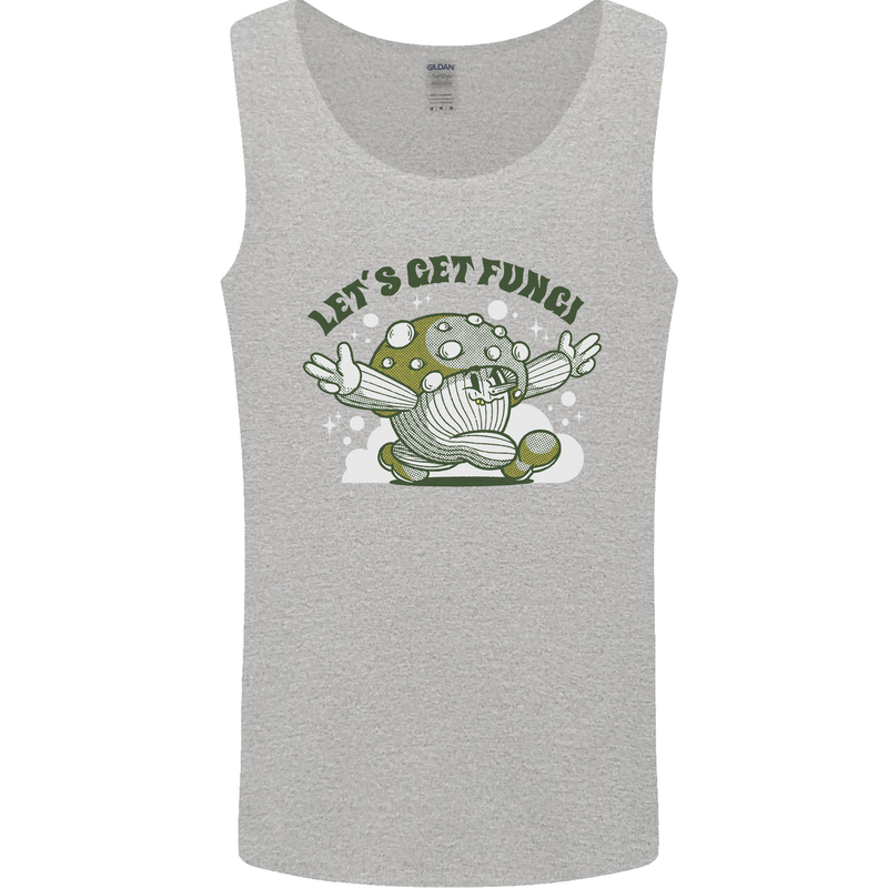 Lets Get Fungi Funky Magic Mushrooms Mens Vest Tank Top Sports Grey