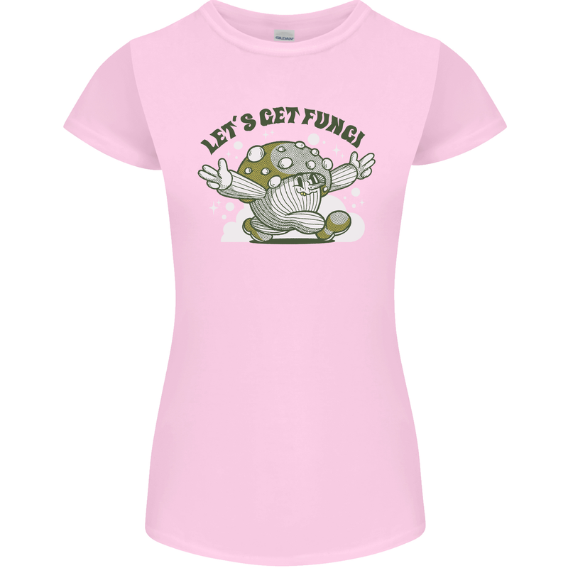 Lets Get Fungi Funky Magic Mushrooms Womens Petite Cut T-Shirt Light Pink