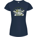 Lets Get Fungi Funky Magic Mushrooms Womens Petite Cut T-Shirt Navy Blue