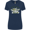 Lets Get Fungi Funky Magic Mushrooms Womens Wider Cut T-Shirt Navy Blue