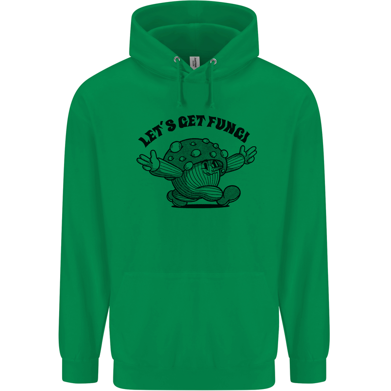 Lets Get Fungi Magic Mushrooms LSD Childrens Kids Hoodie Irish Green