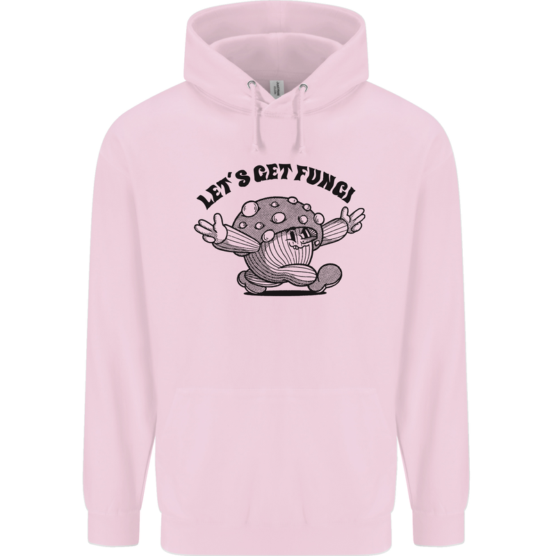 Lets Get Fungi Magic Mushrooms LSD Childrens Kids Hoodie Light Pink