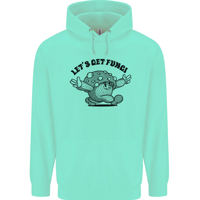 Lets Get Fungi Magic Mushrooms LSD Childrens Kids Hoodie Peppermint