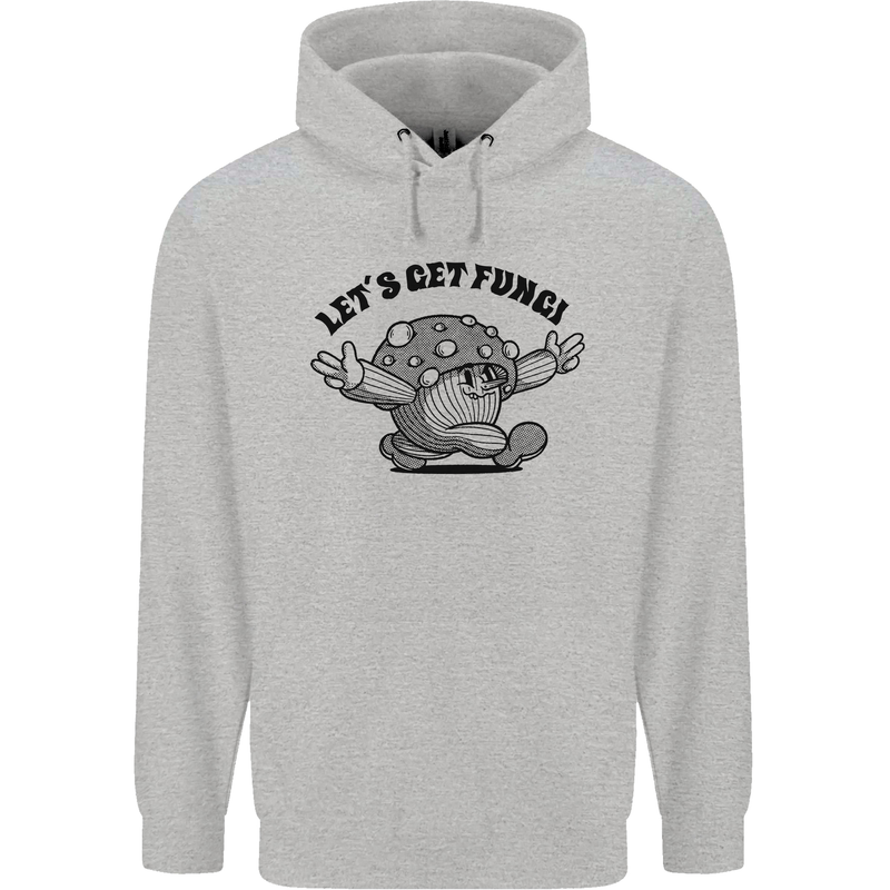 Lets Get Fungi Magic Mushrooms LSD Childrens Kids Hoodie Sports Grey