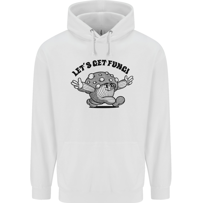 Lets Get Fungi Magic Mushrooms LSD Childrens Kids Hoodie White