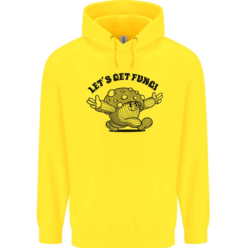 Lets Get Fungi Magic Mushrooms LSD Childrens Kids Hoodie Yellow