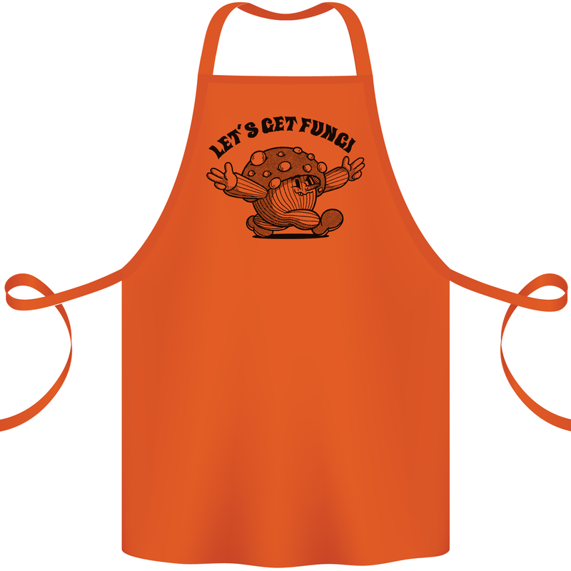 Lets Get Fungi Magic Mushrooms LSD Cotton Apron 100% Organic Orange
