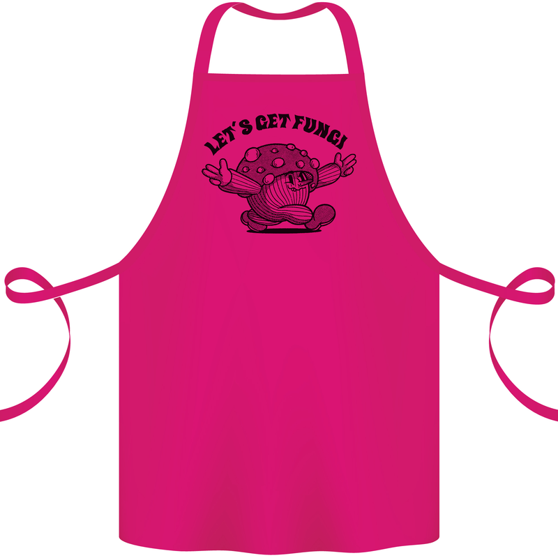 Lets Get Fungi Magic Mushrooms LSD Cotton Apron 100% Organic Pink