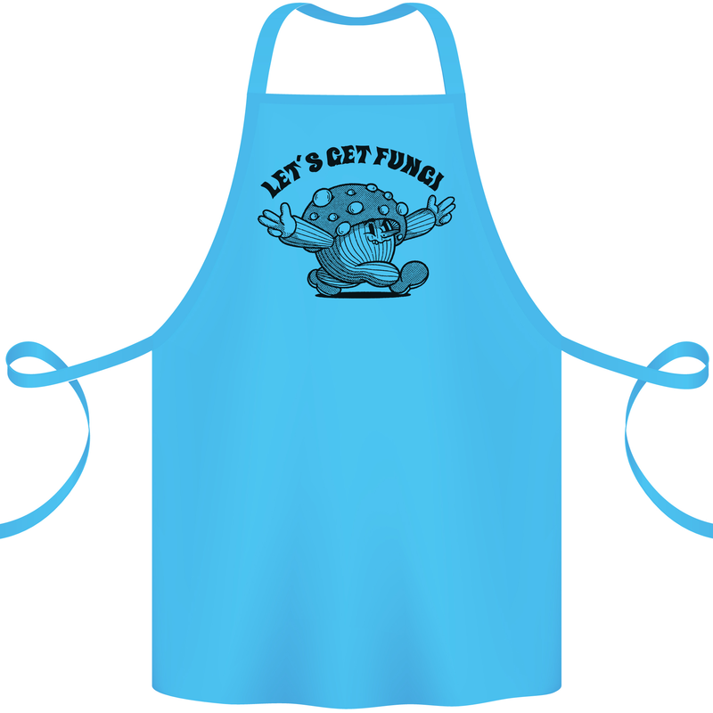 Lets Get Fungi Magic Mushrooms LSD Cotton Apron 100% Organic Turquoise