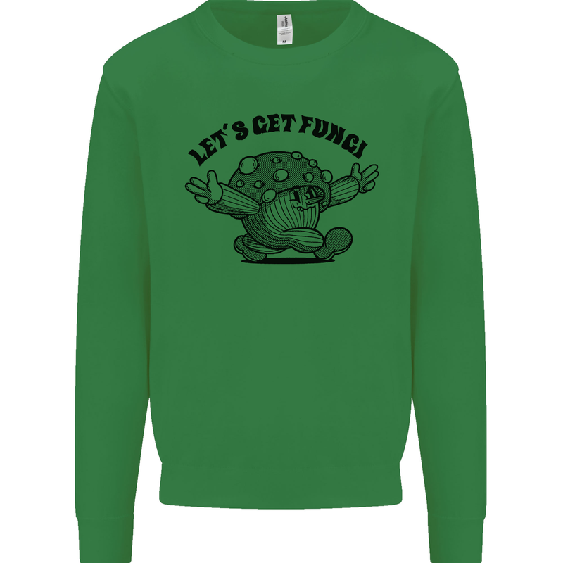 Lets Get Fungi Magic Mushrooms LSD Kids Sweatshirt Jumper Irish Green