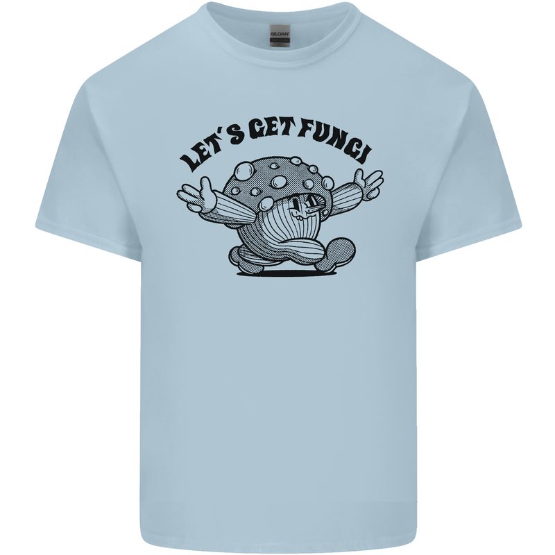 Lets Get Fungi Magic Mushrooms LSD Mens Cotton T-Shirt Tee Top Light Blue