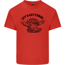 Lets Get Fungi Magic Mushrooms LSD Mens Cotton T-Shirt Tee Top Red