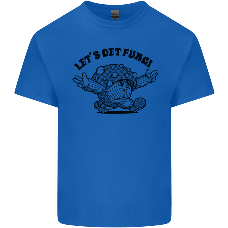 Lets Get Fungi Magic Mushrooms LSD Mens Cotton T-Shirt Tee Top Royal Blue