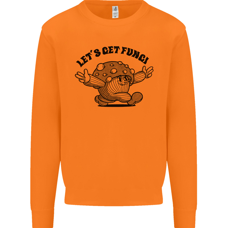 Lets Get Fungi Magic Mushrooms LSD Mens Sweatshirt Jumper Orange