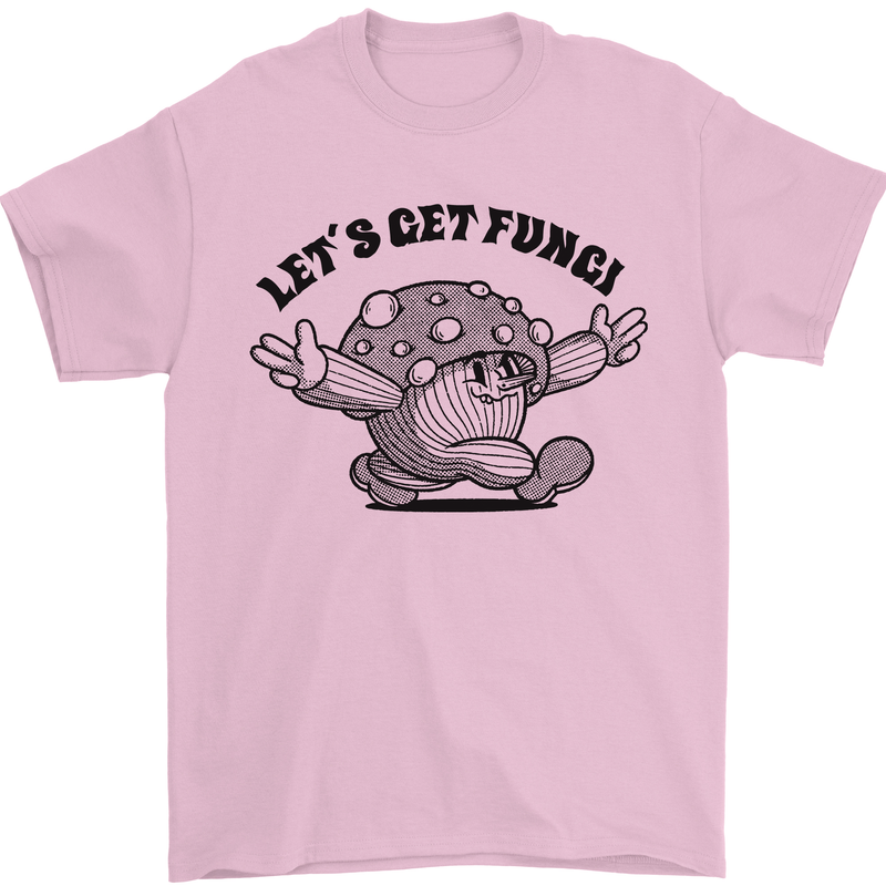 Lets Get Fungi Magic Mushrooms LSD Mens T-Shirt 100% Cotton Light Pink