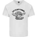 Lets Get Fungi Magic Mushrooms LSD Mens V-Neck Cotton T-Shirt White