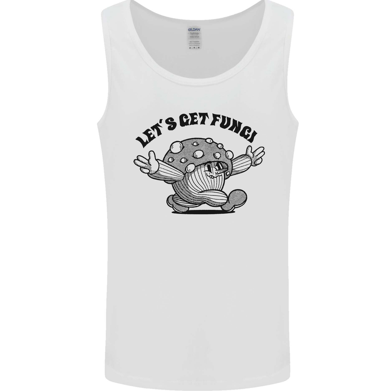 Lets Get Fungi Magic Mushrooms LSD Mens Vest Tank Top White