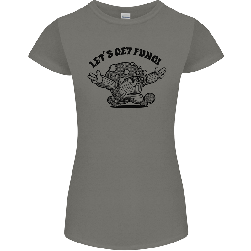 Lets Get Fungi Magic Mushrooms LSD Womens Petite Cut T-Shirt Charcoal