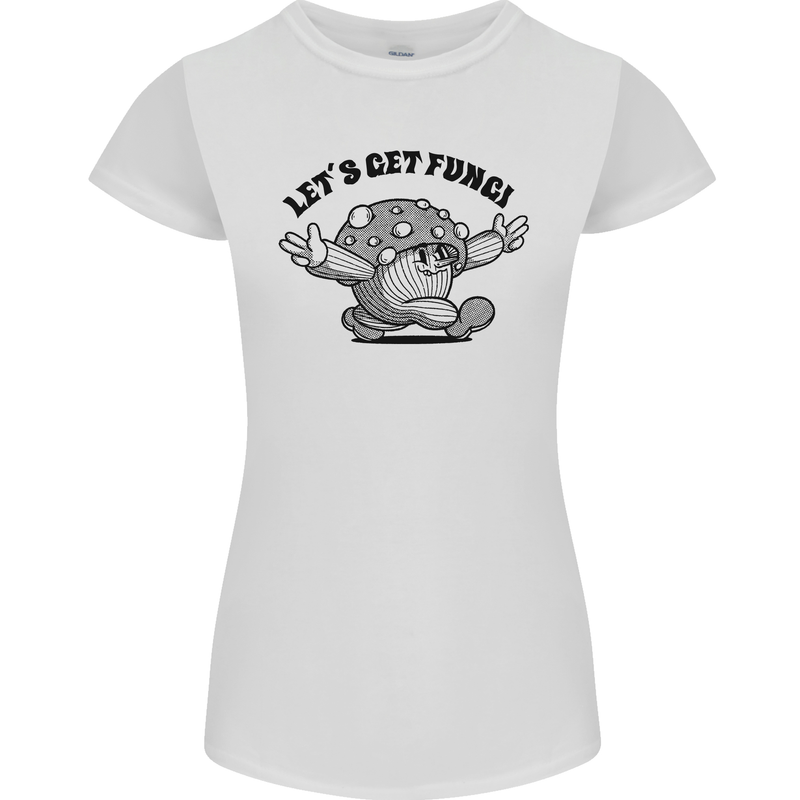 Lets Get Fungi Magic Mushrooms LSD Womens Petite Cut T-Shirt White