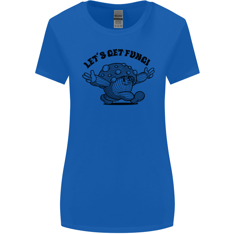 Lets Get Fungi Magic Mushrooms LSD Womens Wider Cut T-Shirt Royal Blue