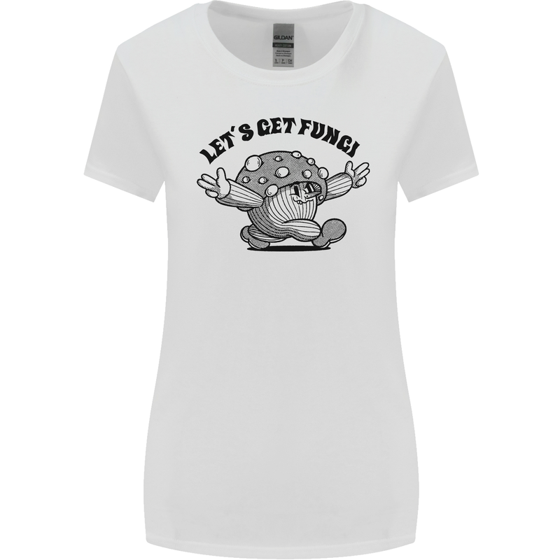 Lets Get Fungi Magic Mushrooms LSD Womens Wider Cut T-Shirt White