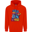 Lets Get Wild Rhino Gorilla Elephant Hippo Childrens Kids Hoodie Bright Red
