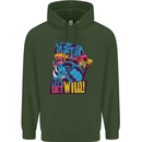 Lets Get Wild Rhino Gorilla Elephant Hippo Childrens Kids Hoodie Forest Green