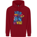 Lets Get Wild Rhino Gorilla Elephant Hippo Childrens Kids Hoodie Red