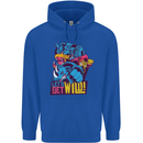 Lets Get Wild Rhino Gorilla Elephant Hippo Childrens Kids Hoodie Royal Blue