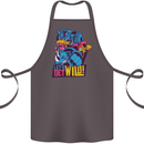 Lets Get Wild Rhino Gorilla Elephant Hippo Cotton Apron 100% Organic Dark Grey