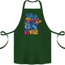 Lets Get Wild Rhino Gorilla Elephant Hippo Cotton Apron 100% Organic Forest Green