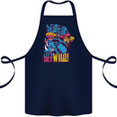 Lets Get Wild Rhino Gorilla Elephant Hippo Cotton Apron 100% Organic Navy Blue