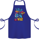 Lets Get Wild Rhino Gorilla Elephant Hippo Cotton Apron 100% Organic Royal Blue