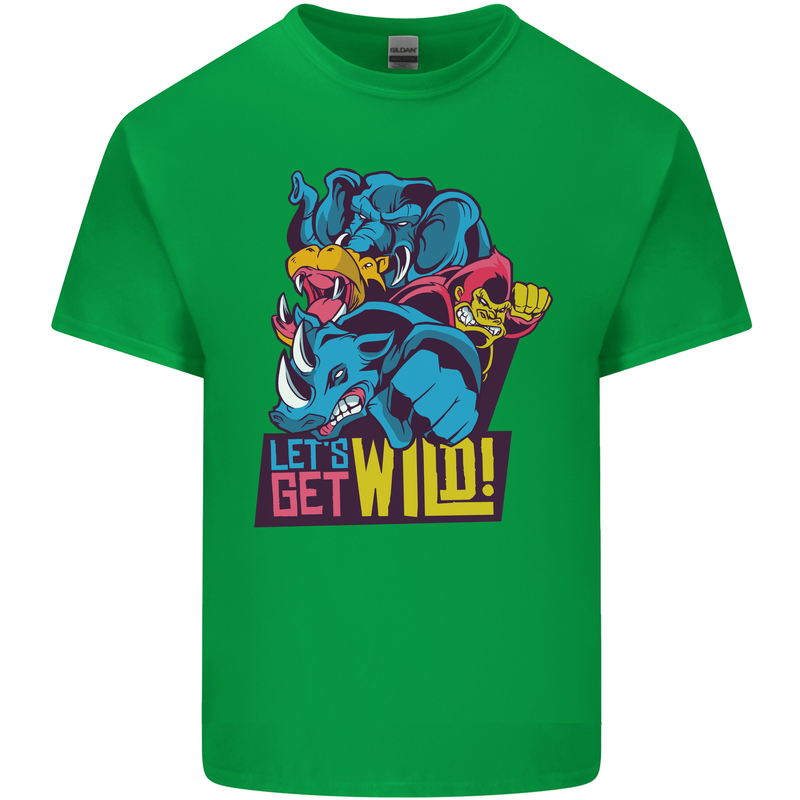 Lets Get Wild Rhino Gorilla Elephant Hippo Kids T-Shirt Childrens Irish Green