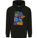 Lets Get Wild Rhino Gorilla Elephant Hippo Mens 80% Cotton Hoodie Black