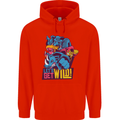 Lets Get Wild Rhino Gorilla Elephant Hippo Mens 80% Cotton Hoodie Bright Red