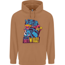 Lets Get Wild Rhino Gorilla Elephant Hippo Mens 80% Cotton Hoodie Caramel Latte