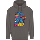Lets Get Wild Rhino Gorilla Elephant Hippo Mens 80% Cotton Hoodie Charcoal